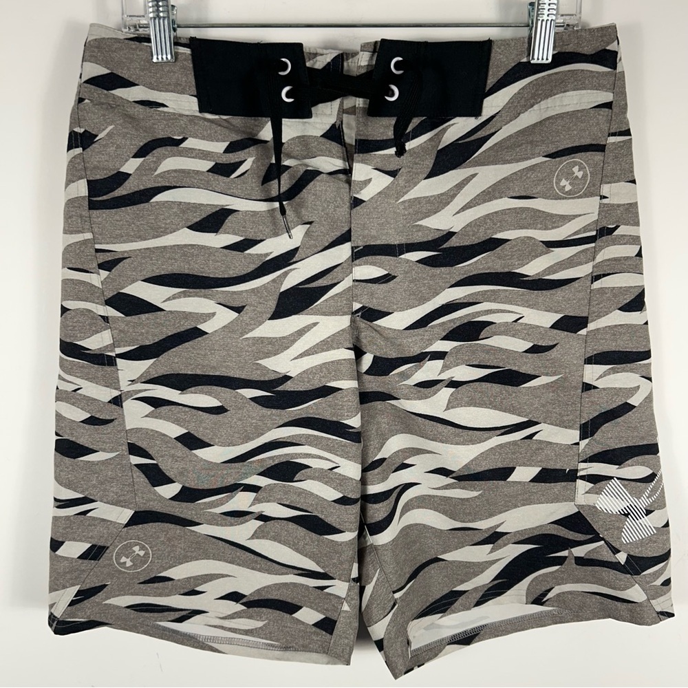 ❤️ Under Armour Heat Gear Board Shorts Mens 32 Tiger Camo Loose Drawstring ECU